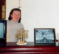 Vicka with framed print of Forgiveness
